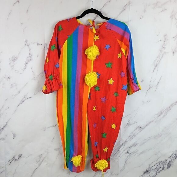 Vintage Children's Clown Costume Handmade Red Stripes Stars Size Youth Small